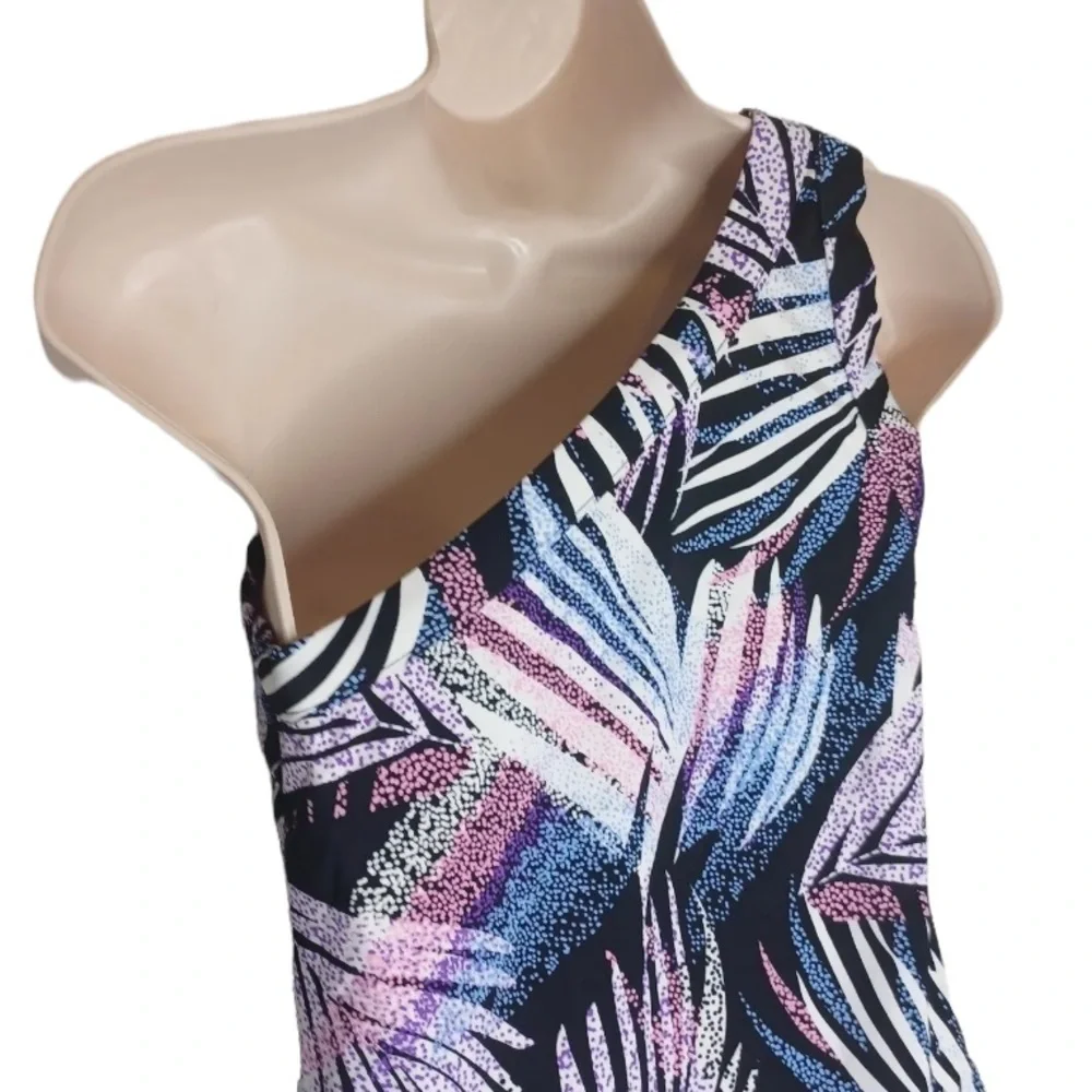 Swim Solutions Women's Swimwear Purple One-Shoulder One Piece Swimsuit - Picture 4 of 12
